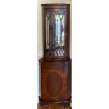 An inlaid mahogany corner display cabinet, 179 x 65cm.