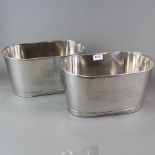 Two advertising metal ice buckets, W. 34cm.