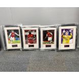 Autograph interest: A group of four autographed photos of footballers, with certificates, frame size