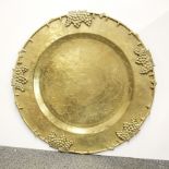 A large early 20th century Chinese engraved brass tray, dia. 61cm.