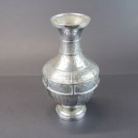 An early 20th century Chinese chromium plated metal vase, H. 25cm.