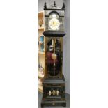 A mother of pearl decorated 20th century chinoiserie longcase clock, H. 210cm.