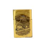 A 1920's Japanese gilt wood visiting card case, H. 10cm. A/F.