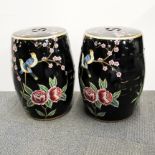 A pair of Chinese ceramic garden stools, dia. 34cm, H. 45cm.