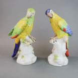 A pair of large Continental porcelain figures of parrots, H. 41cm.