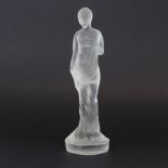 An Art Deco frosted glass figure of a young woman, H. 19.5cm.