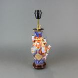 A Japanese hand painted porcelain table lamp base, H. 40cm.