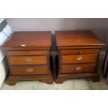A pair of Stag mahogany bedside cabinets, 53 x 51cm together with a matching four drawer Stag chest,