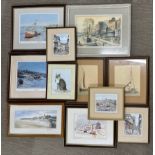 A group of framed prints and lithographs including John Cotgrove, largest 55 x 44cm.
