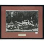 Ian Sirls: A pencil signed masonic engraving with 1982 presentation, frame size 74 x 59cm.