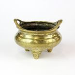 An early 20th century Chinese engraved bronze/brass censer, dia. 13cm, H. 9cm.