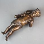 An 18th century bronze figure of a fisher boy, H. 35cm.