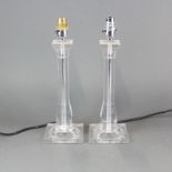 A pair of Lucite column table lamps, H. 35cm.