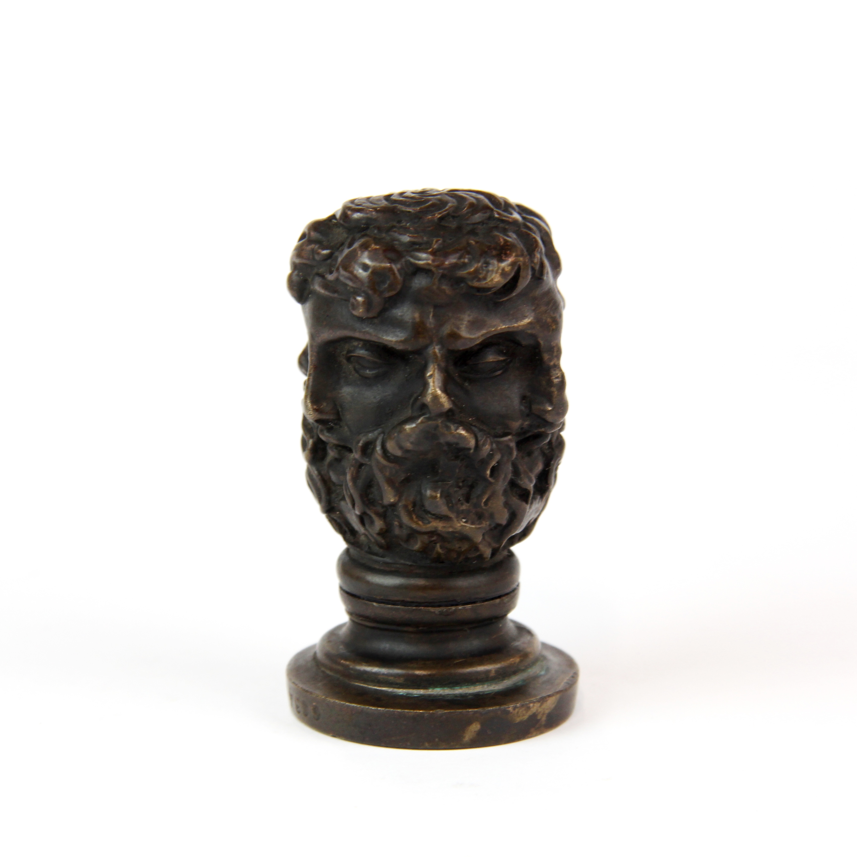 A small French bronze multi headed seal, H. 6cm. - Image 2 of 3