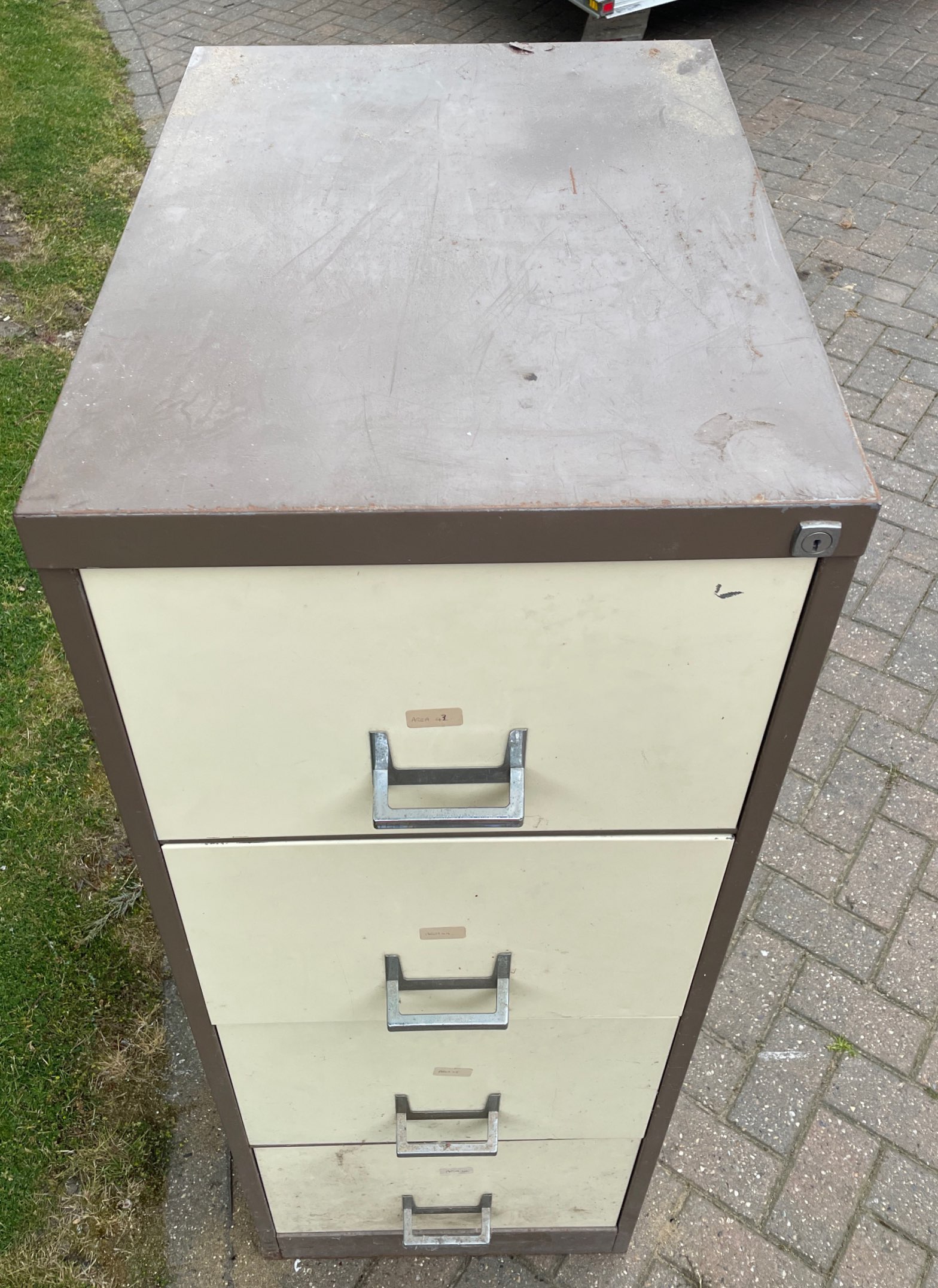 A three drawer metal filing cabinet, 132 x 63cm. - Image 2 of 3