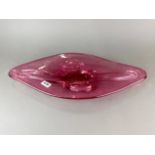 A large 1970's pink glass centrepiece, W. 55cm.