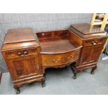 A figured mahogany, bow fronted sideboard with ball and claw feet, 175 x 110 x 70cm.