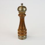 A Boardman sterling silver mounted large wooden pepper mill, H. 28cm.