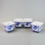 A set of four Chinese porcelain plant holders, 13.5 x 13.5 x 11cm.