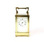A French gilt brass carriage clock, H. 15cm.