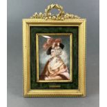 An early 20th century gilt framed hand painted miniature of Miss Siddons signed Valmont, frame