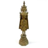 A Siamese gilt bronze Buddhist figure, H. 45cm. Probably 19th century.