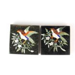 A pair of Pietra dura marble stands, 10 x 10 x 2cm.