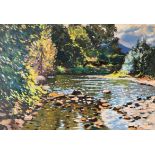 Raymond Balfe, "Tranquil River", oil on canvas, 55 x 37cm, c. 2023. This is a unique plein air