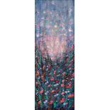 Natalia Toderica, "Denim Sky-2", acrylic on canvas, 80 x 30cm, c. 2021. UK shipping £35.