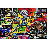 Ciano, "Rhythmic Enigma, acrylic, graffiti, markers, oil sticks on 12oz premium Italian canvas,