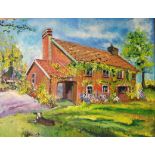 Myrna Higgins, "Old Farm House", oil painting, 40 x 50cm, c. 2023. Aged but vibrant, very