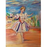 Myrna Higgins, "Prima Ballerina", oil painting, 100 x 75cm, c. 2023. This is the highest level a