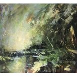 David Hay, "River : Late", framed 41 x 45cm, c. 2023. UK shipping £40.