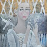 Svetlana Kornilova, "Spring ringing", acrylic on canvas, framed 52 x 52cm, c. 2023. The very first