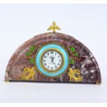 A fabulous boxed Faberge marble clock embellished with silver gilt, enamel and diamonds, clock W.