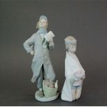 Two Lladro porcelain bisque figurines, tallest 22cm.