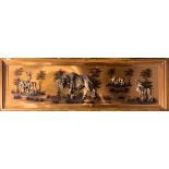 A large hardwood framed African copper panel of animals, 51 x 157cm.