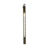 A brass mounted early 20th Century centigrade and Fahrenheit thermometer, H. 33cm.