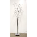 An unusual chromium plated and crystal tree standard lamp, H. 161cm.