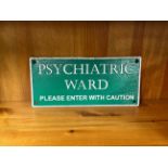 A painted cast iron sign, 27 x 13cm.