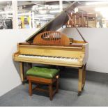 A lovely Ibach mahogany baby grand piano, W. 138cm, D. 160cm, with an adjustable piano stool. In