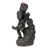 A Chinese painted and gilt cast iron figure of a celestial child, H. 30cm.