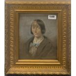 A 19th Century gilt framed ink and watercolour of a lady, frame size 31 x 36cm.