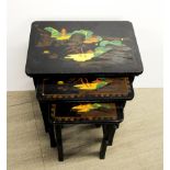 A nest of three painted oriental side tables, largest 48 x 33 x 54cm.