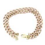 A heavy 9ct rose and yellow gold chain bracelet, L. 20cm.