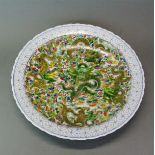 A large Chinese hand enamelled porcelain charger, Dia. 43cm.