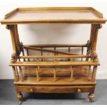 A Superb 19th century walnut veneered large canterbury side table with single drawer, W. 87cm, H.