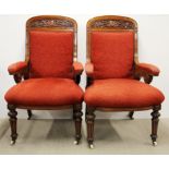 A pair of impressive 19th century mahogany armchairs, H. 114cm.