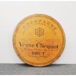 A barrel top champagne advertising board, Dia. 60cm.