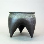 A Chinese cast bronze Archaic form bronze censer raised on three feet, H. 18cm. Dia. 20cm.